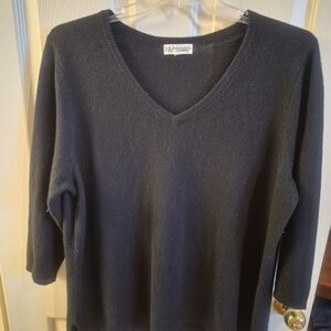 Neiman Marcus Black V-Neck Sweater